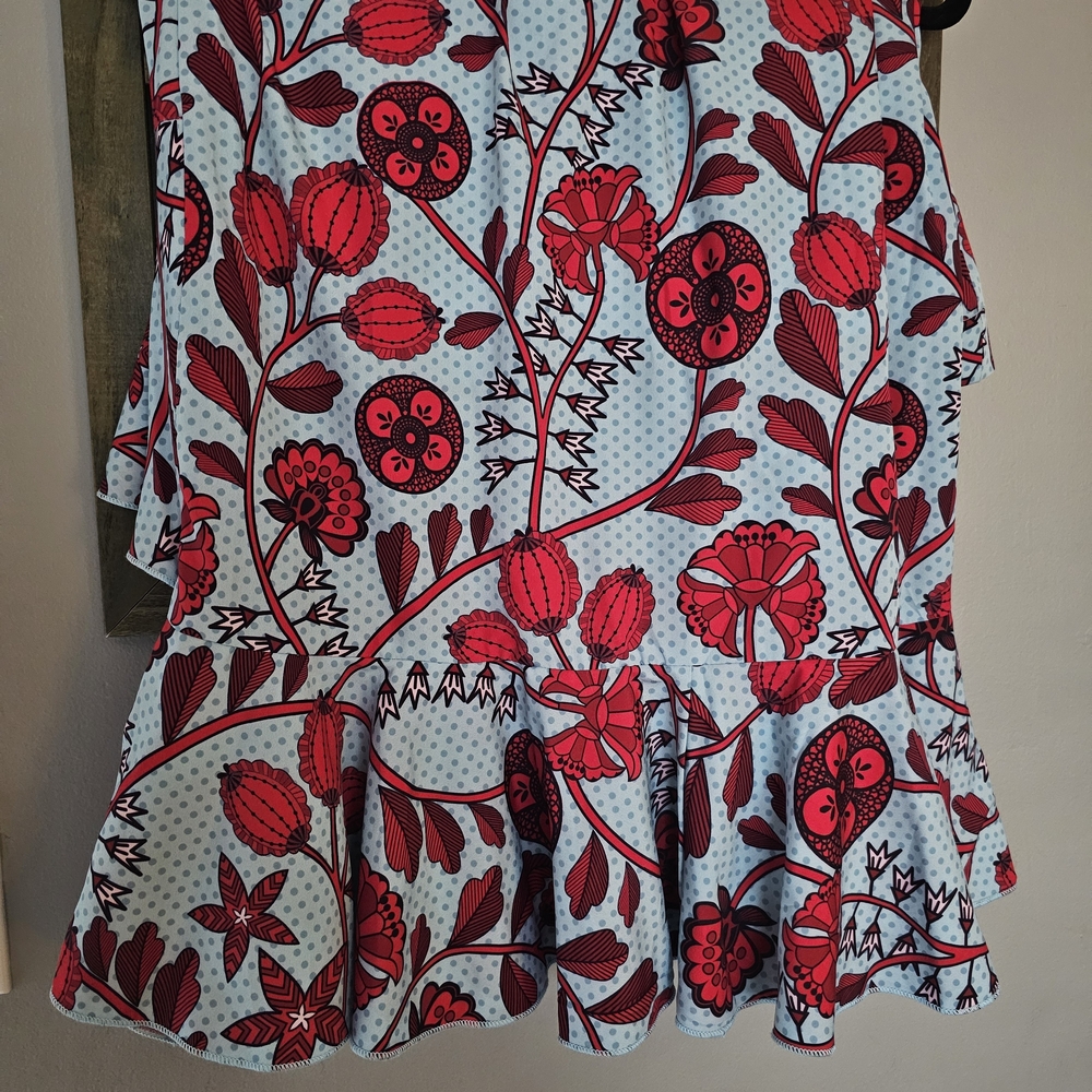 eShakti Red and White Floral Midi Skirt